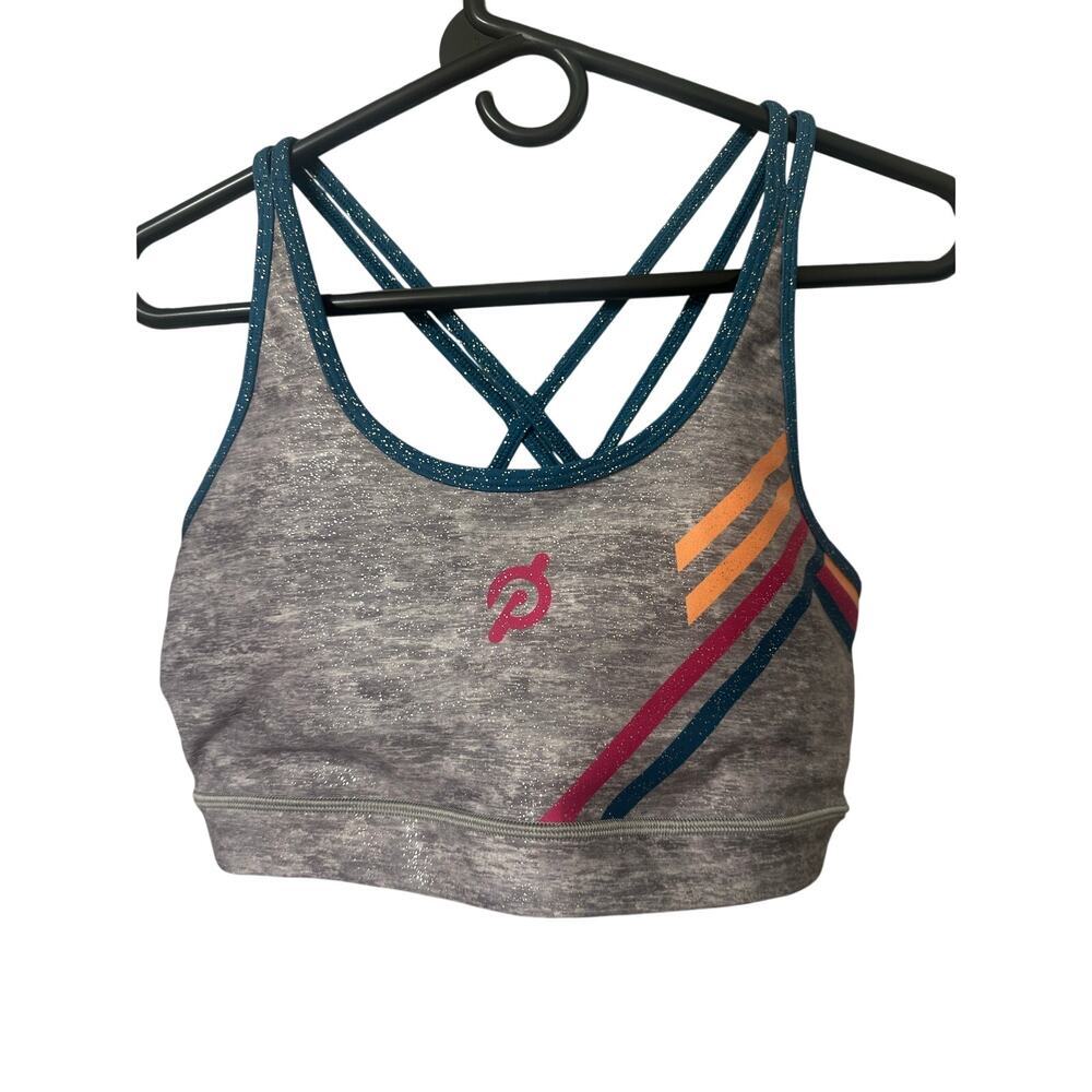Peloton Glitter Strappy Sports Bra Women’s XL Gray Rainbow Low Impact Activewear - Picture 2 of 6